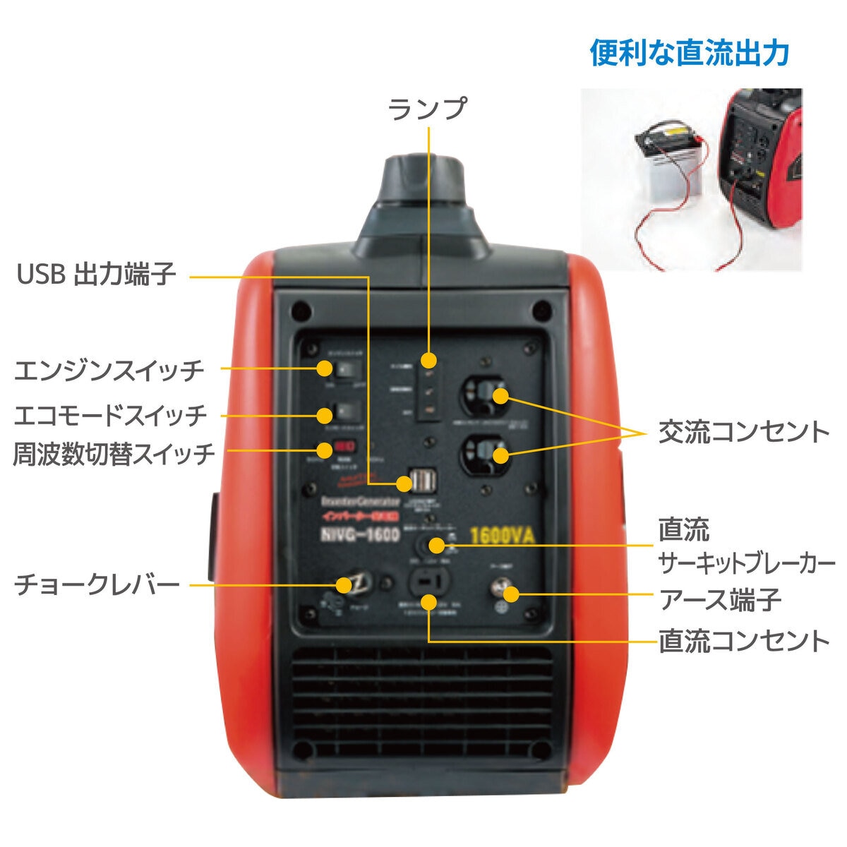 ナカトミ インバーター発電機 2.2kW NIVG-1600 | Costco Japan