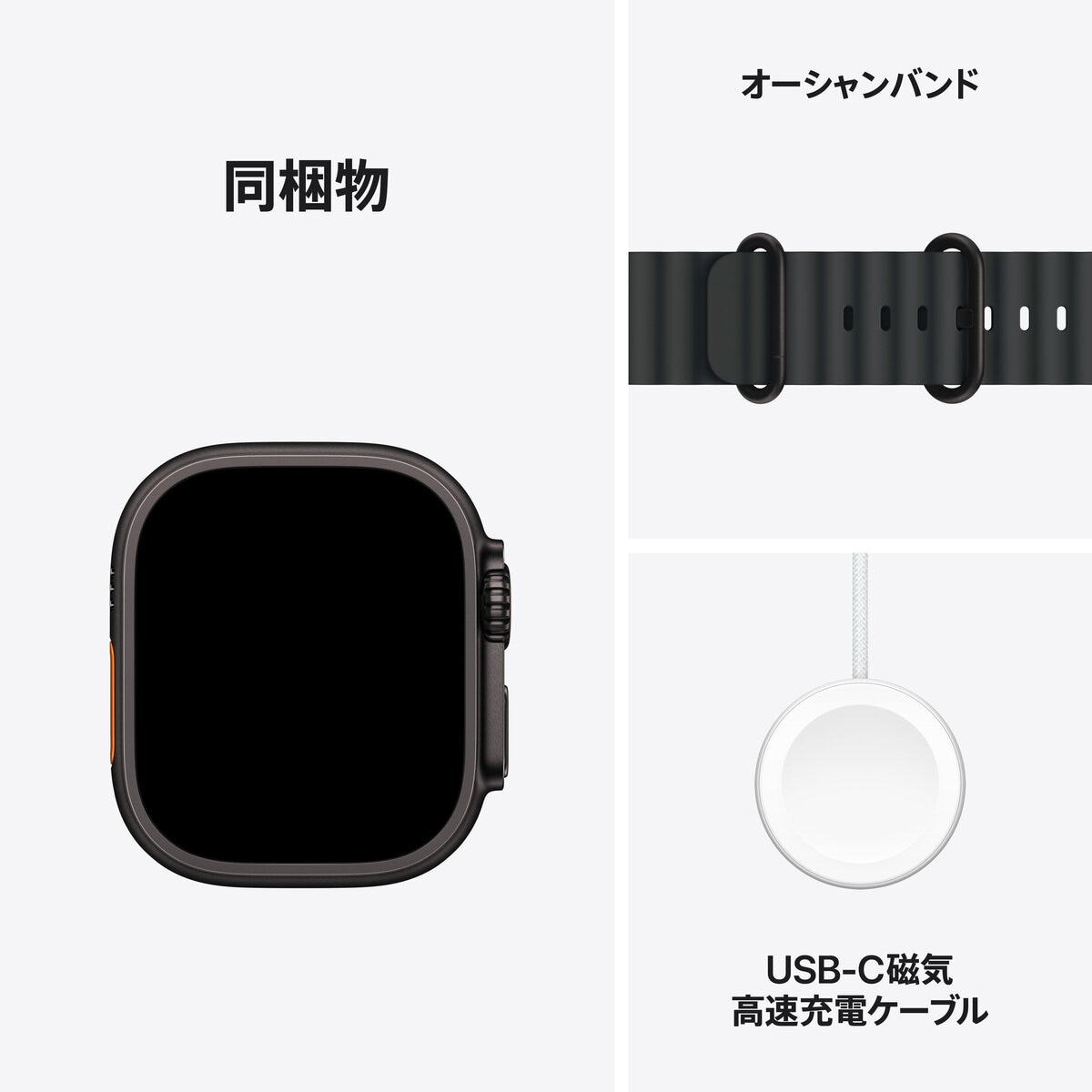 Apple Watch Ultra 2（GPS + Cellularモデル）- 49mmブラックチタニウムケースとブラックオーシャンバンド