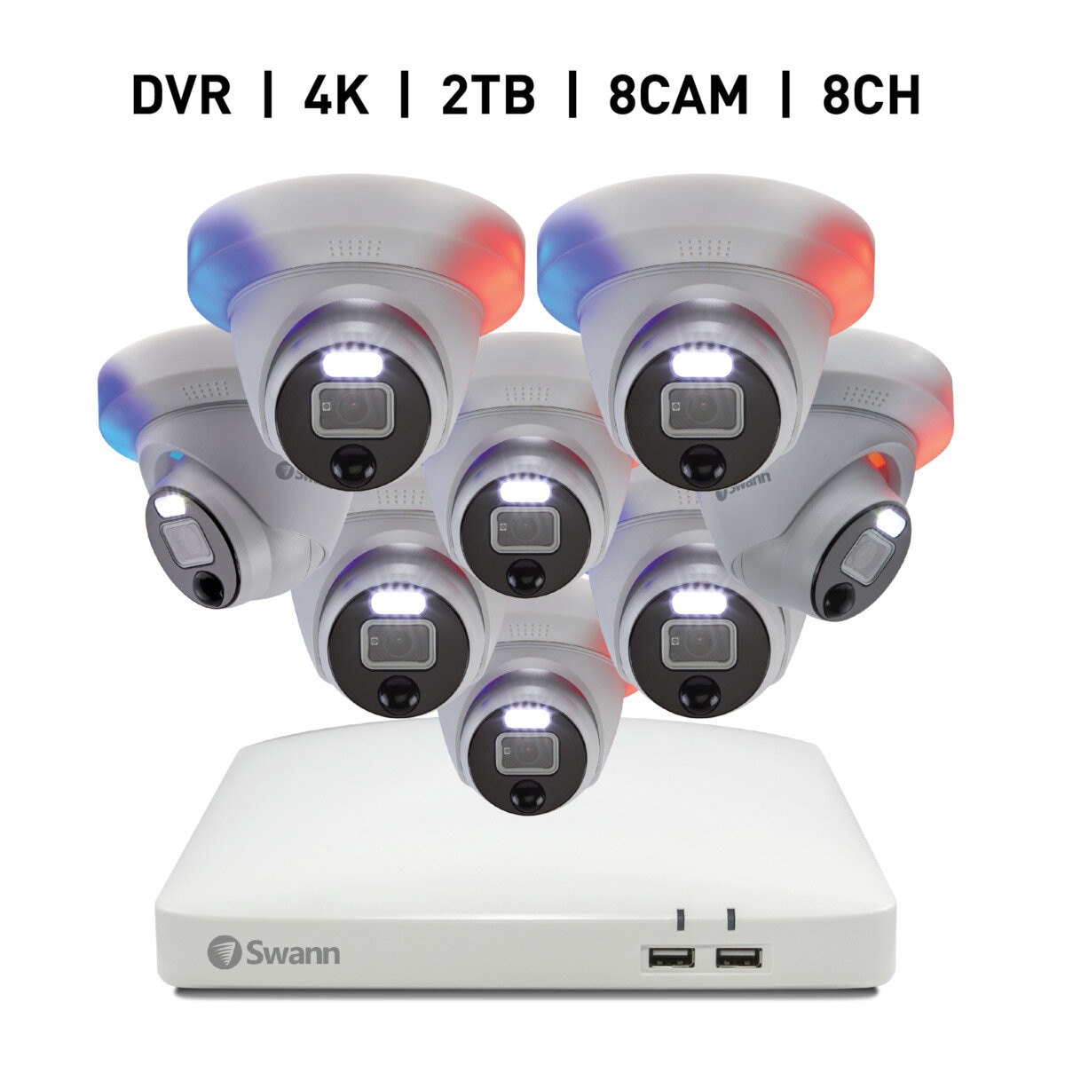 Swann 8CH 4K DVRシステム 2TB Enforcer ドーム型 カメラ8台 | Costco