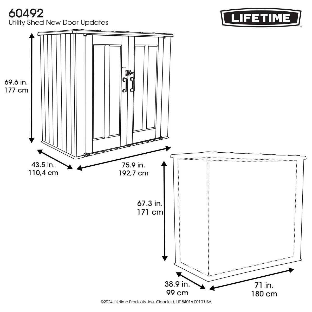 LIFETIME 6 x 4フィート (193 x 110 x 177cm) 屋外用物置