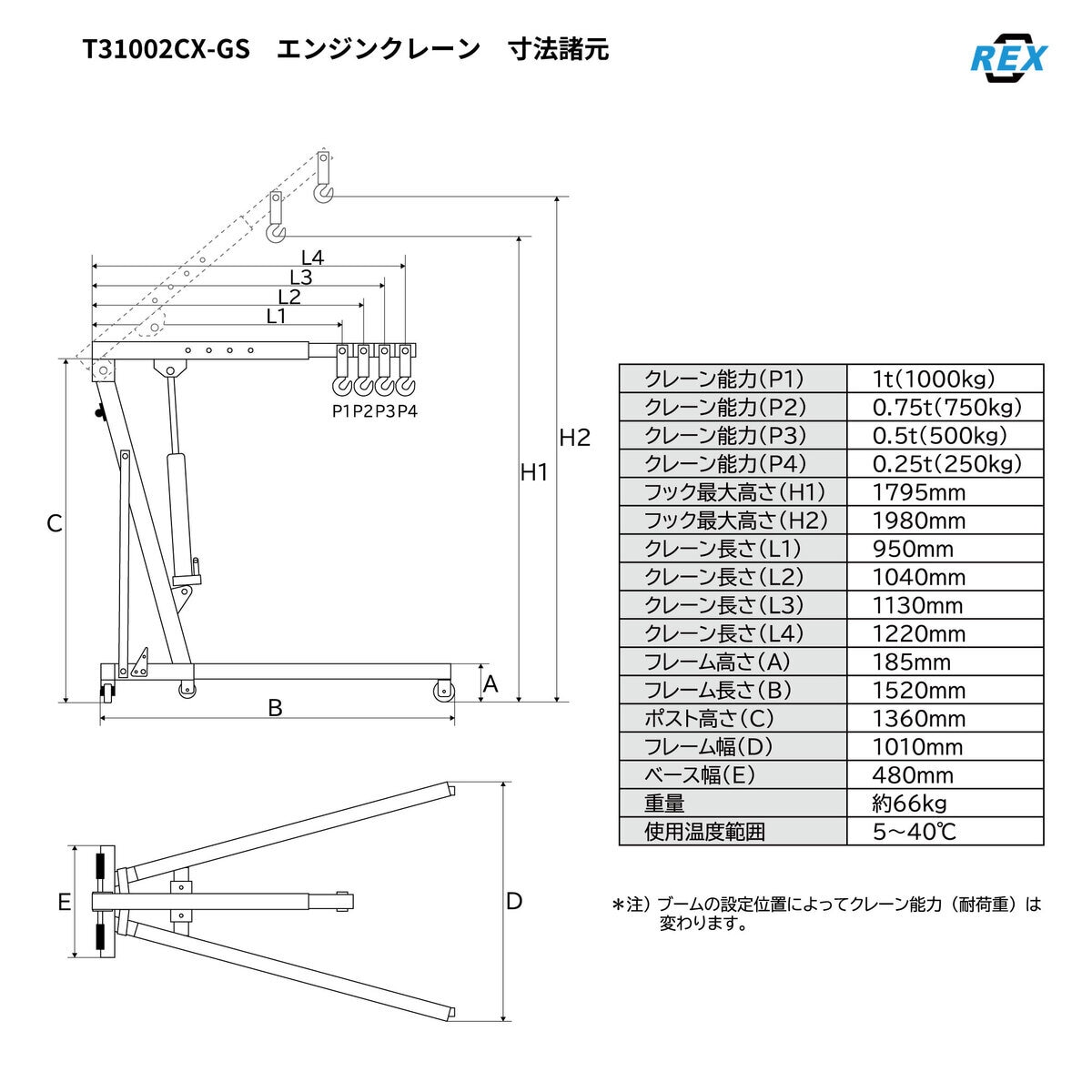 トーリン ビック レッド ジャックス 1ｔ エンジンクレーン