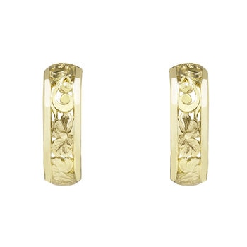 14K イエローゴールド ハイビスカス スクロール ピアス 14K イエローゴールド ハイビスカス スクロール ピアス