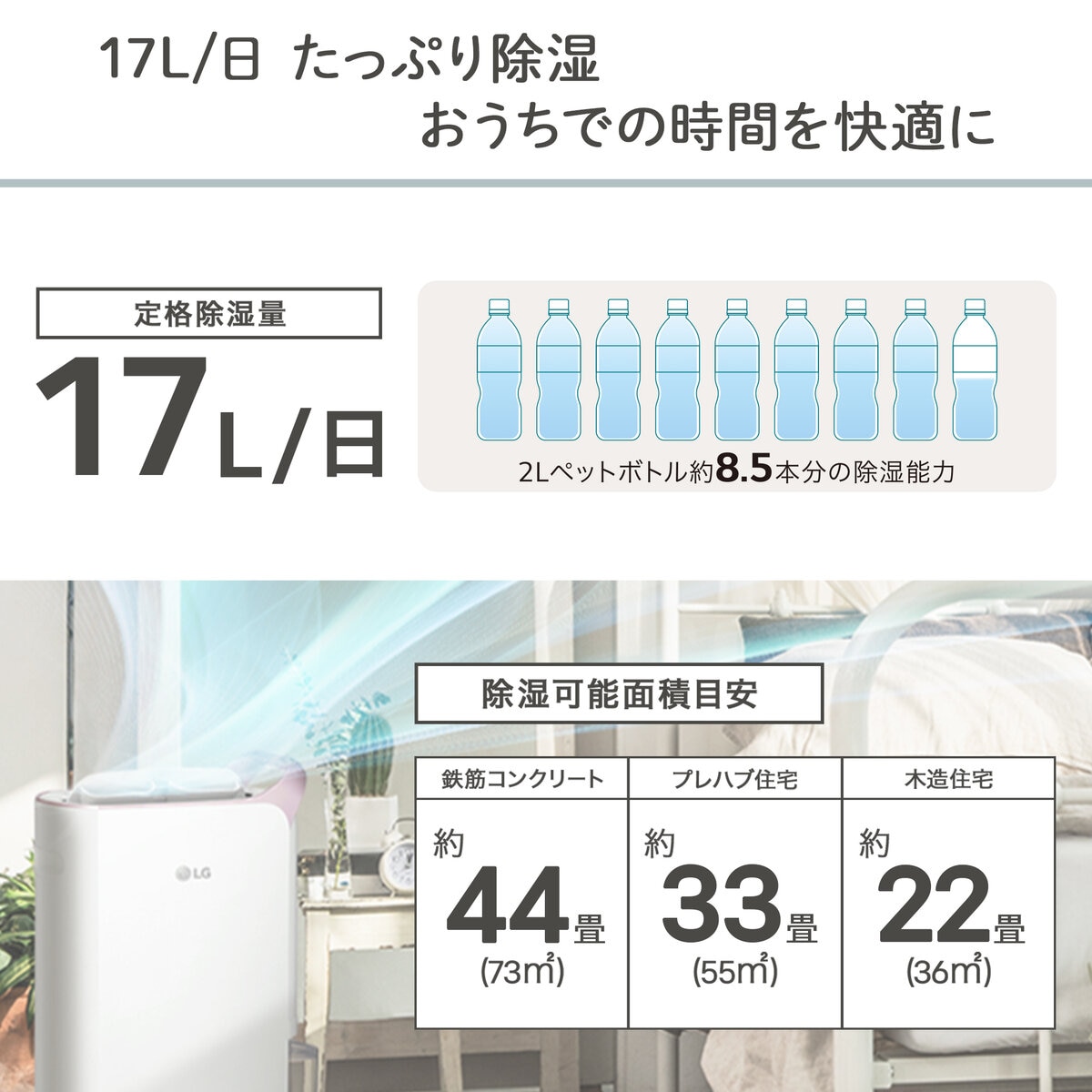 LG PuriCare 衣類乾燥除湿機 DD177QSE0 定格除湿能力17L